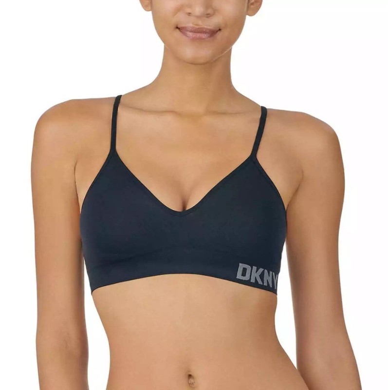 DKNY Women's 2 Pack Seamless Bra Black/Sand Large