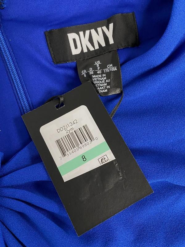 Dkny Women's Blue Puff-Sleeve Twist Sheath Dress Size 8