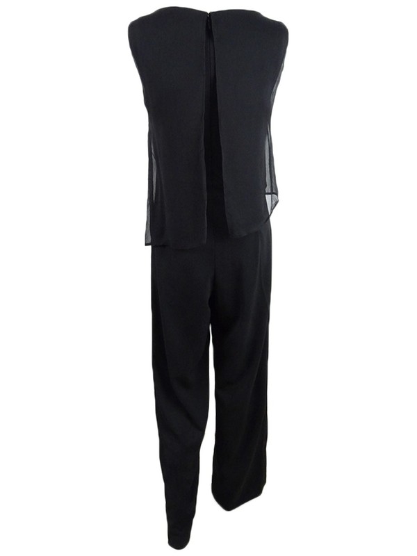 DKNY Women's Chiffon Overlay Jumpsuit (2 Black)
