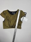 DKNY Women's S Cap Sleeve Mesh Overlay Swim Top Gold Black NWT