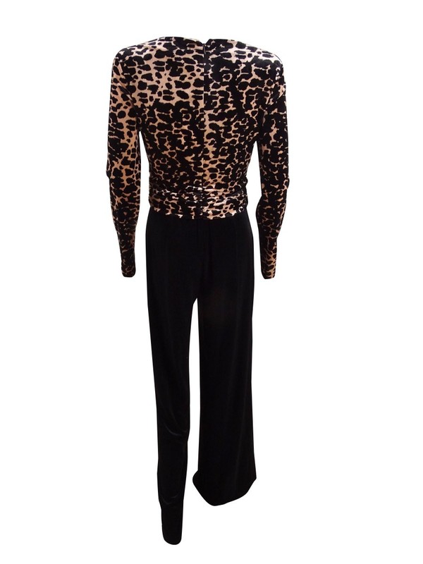 DKNY Women's Velvet Animal Combo Jumpsuit (4 Cheetah Natural Multi)