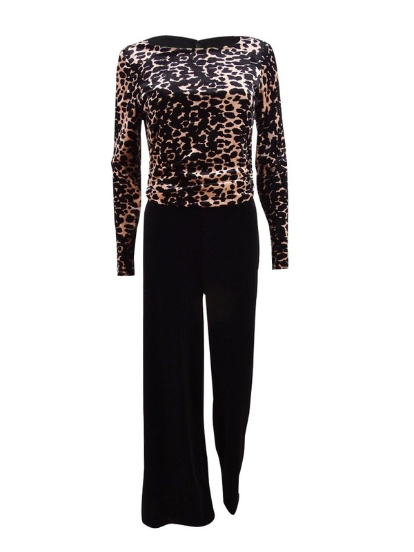 DKNY Women's Velvet Animal Combo Jumpsuit (4 Cheetah Natural Multi)