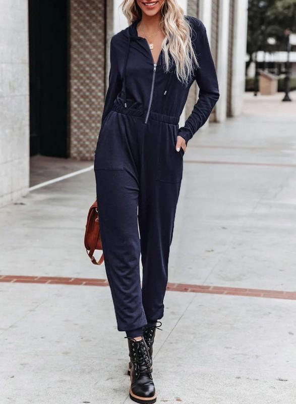 Dokotoo Girls Blue Hooded Jumpsuit Romper Zip Up Petite XX-Large Pockets