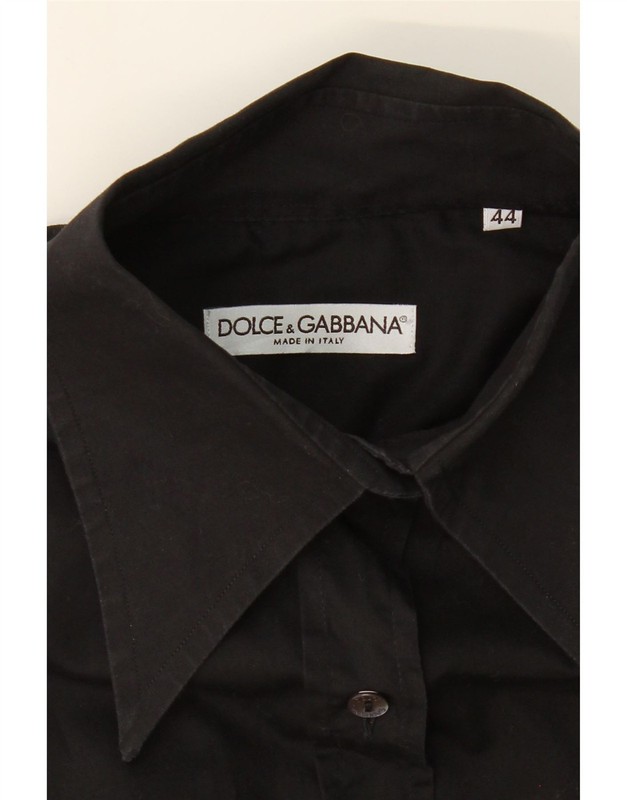 DOLCE & GABBANA Womens Shirt IT 44 Medium Black Cotton CG04