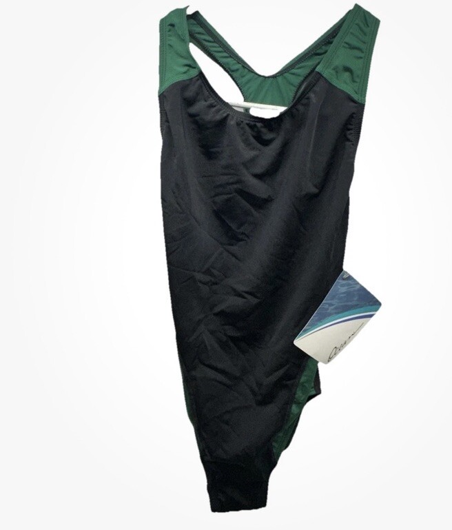 DOLFIN / Ocean Racerback One Piece Swim Bathing Suit Black Forest Green Size 36