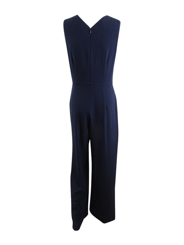 Donna Ricco Women’s Sleeveless Crepe Jumpsuit (2 Navy)