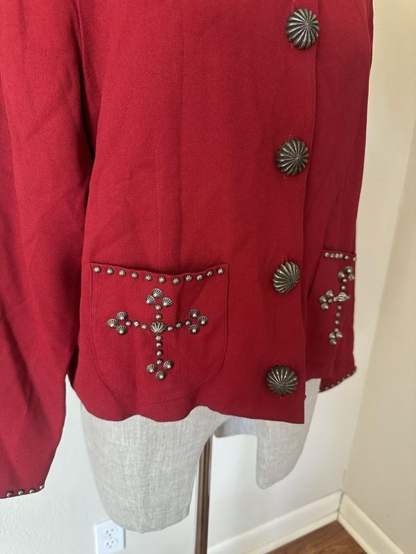Double D Ranch Wear Red Studied Western Blazer Jacket Women's M