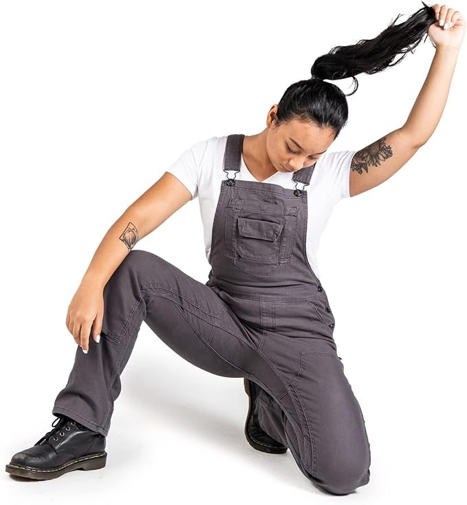 Dovetail Workwear Women's Freshley Overall 13 Pocket Grey Canvas - Size 6 Long