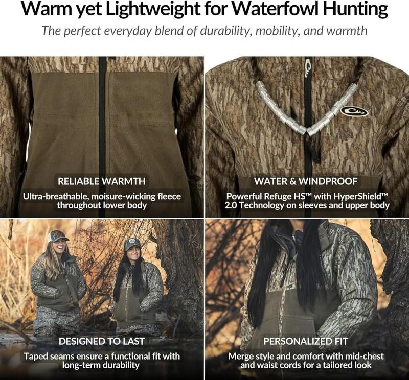 Drake Waterfowl Women's MST Eqwader Full Zip Jacket Mossy Oak Bottomland Sizes