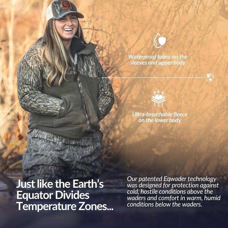 Drake Waterfowl Women's MST Eqwader Full Zip Jacket Mossy Oak Bottomland Sizes