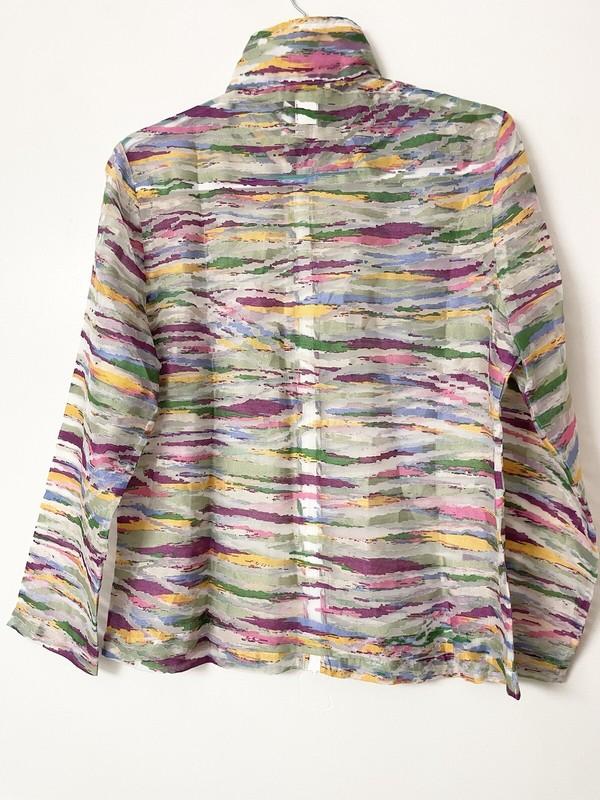 Draper And Damon’s Sheer Zip Front Jacket Multi Color Striped Size Large NWOT