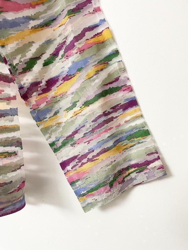 Draper And Damon’s Sheer Zip Front Jacket Multi Color Striped Size Large NWOT