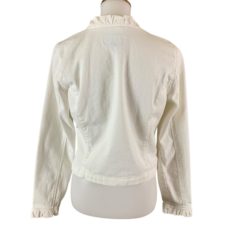 Draper James RSVP White Ruffle Button Jacket M Cottagecore Feminine Preppy Chic