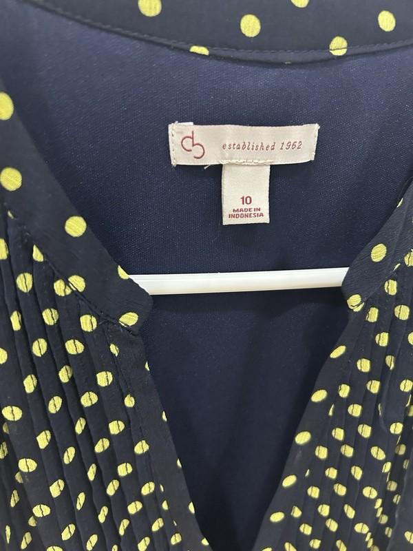 Dress Barn: Women’s Navy With Green Polka Dot Dress Size 10 New With Tags