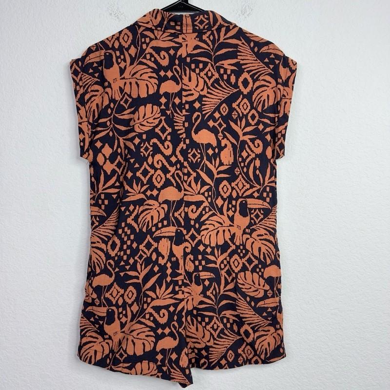 Dress Forum Jumpsuit Womens S Brown Black Tropical Resort Vacation Boho Artsy