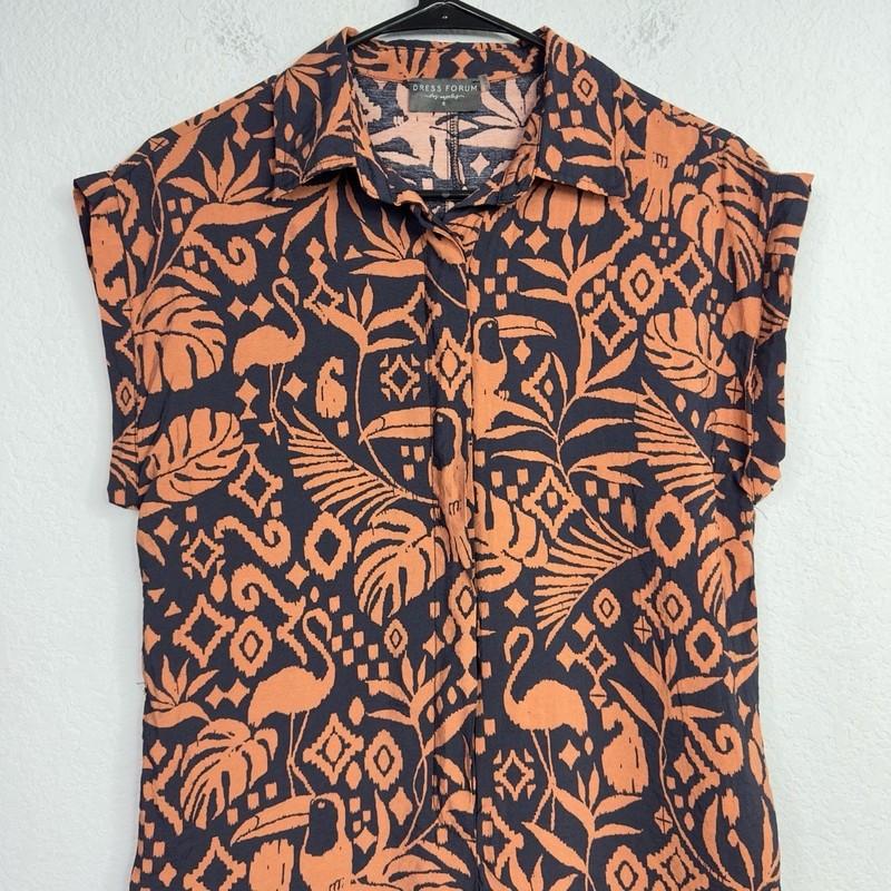 Dress Forum Jumpsuit Womens S Brown Black Tropical Resort Vacation Boho Artsy