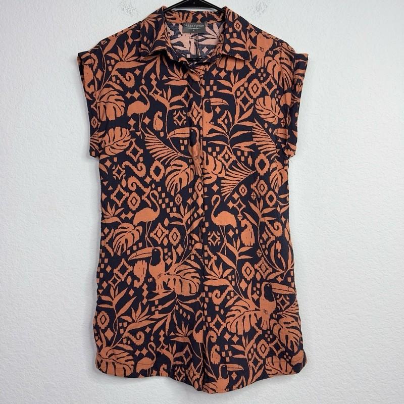 Dress Forum Jumpsuit Womens S Brown Black Tropical Resort Vacation Boho Artsy