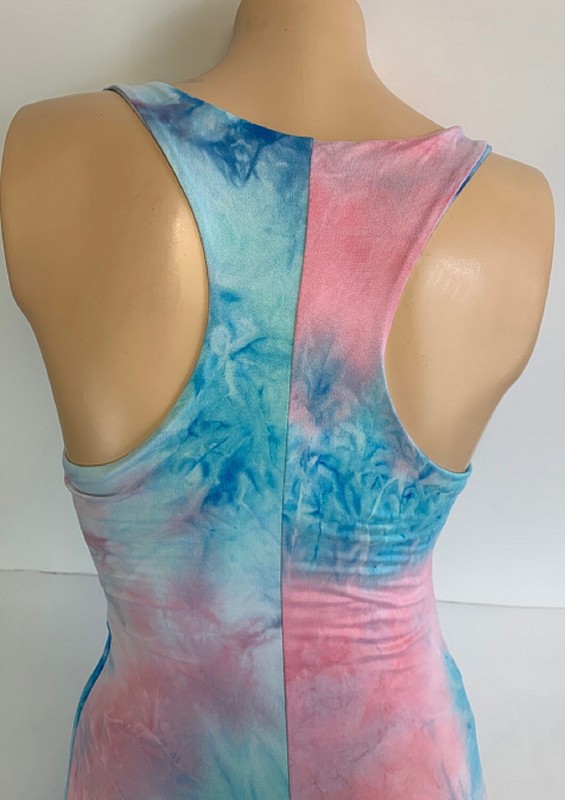 Dress Tie Dye Racerback Lined Body Contour Scooped Neck Summer Pastels S M L XL