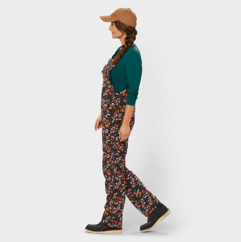 Duluth Women's Gardening Overalls Floral Bib – Black Coneflowers
