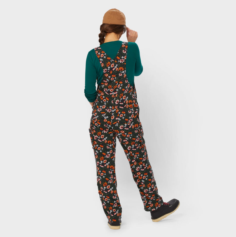 Duluth Women's Gardening Overalls Floral Bib – Black Coneflowers