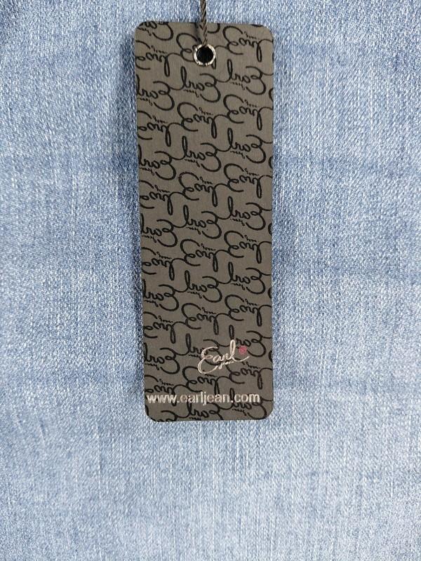 Earl Women's Jean Skirt Size 14 Blue Straight Stretch Knee Length Logo Denim