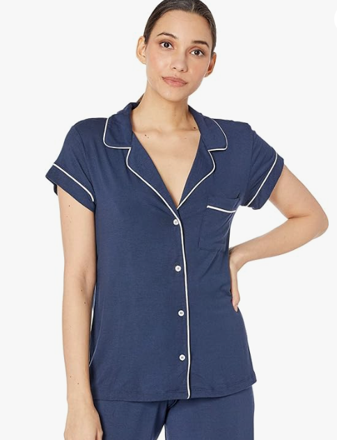 Eberjey Gisele Women's Short Sleeve Pajama Top Blue Size S 6885