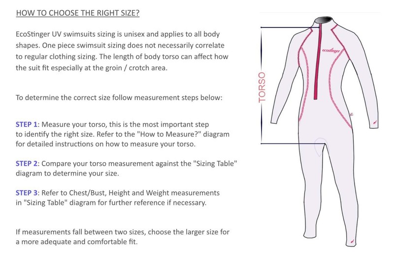 Ecostinger Men Women UV Sun Protective Swimsuit Black Blue UPF50+