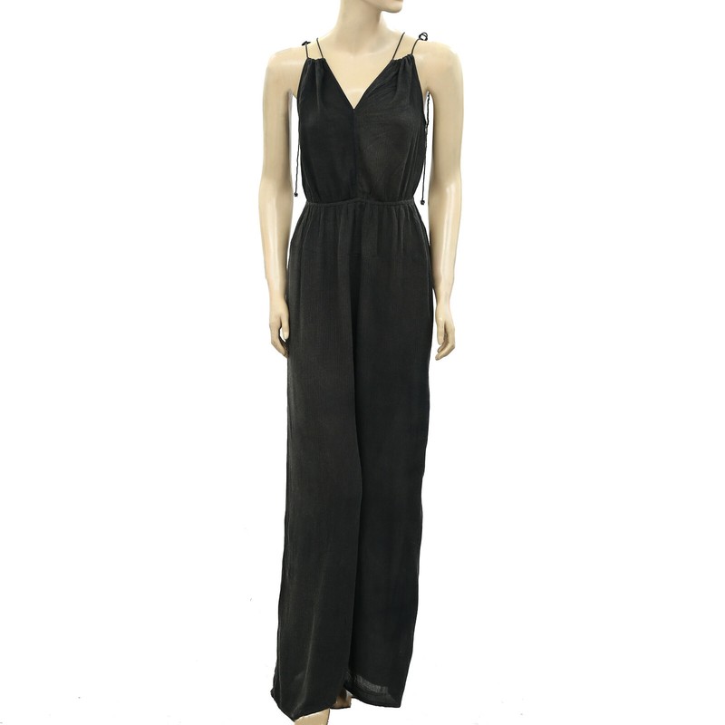 Ecote Urban Outfitters Gauze Double-Strap Jumpsuit Sleeveless Black M NWD 216318
