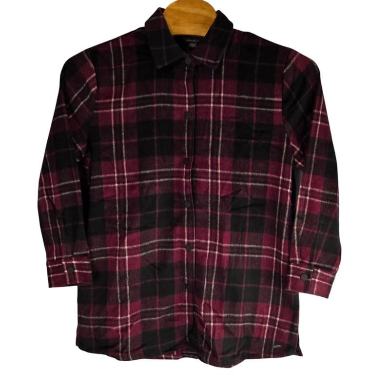 Eddie Bauer 286485 Womens Large Brandywine Plaid Boyfriend Pocket Shirt Jacket
