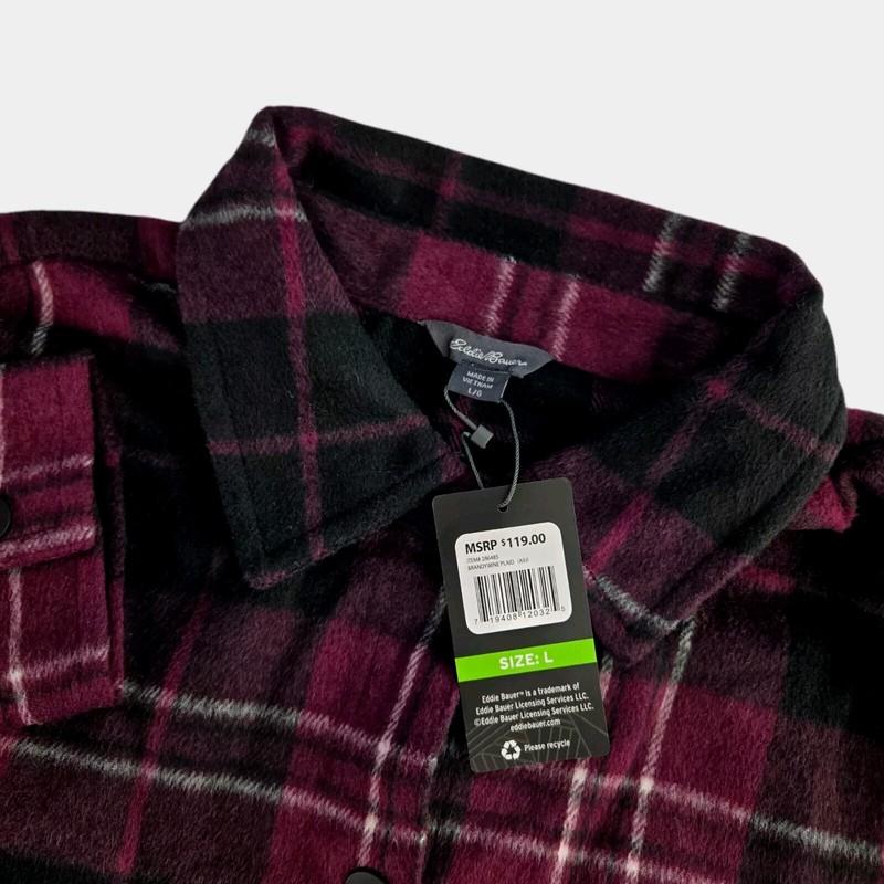 Eddie Bauer 286485 Womens Large Brandywine Plaid Boyfriend Pocket Shirt Jacket