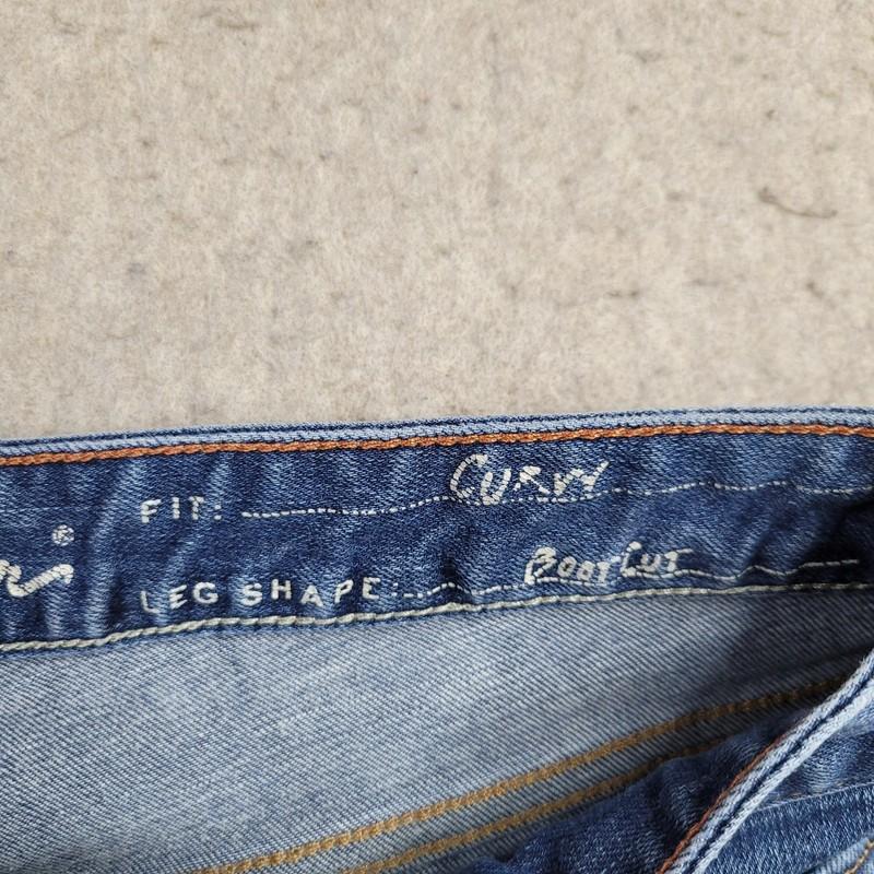 Eddie Bauer Curvy Bootcut Jeans Womens 8P Blue Dark Wash Stretch 31x28 Low Rise