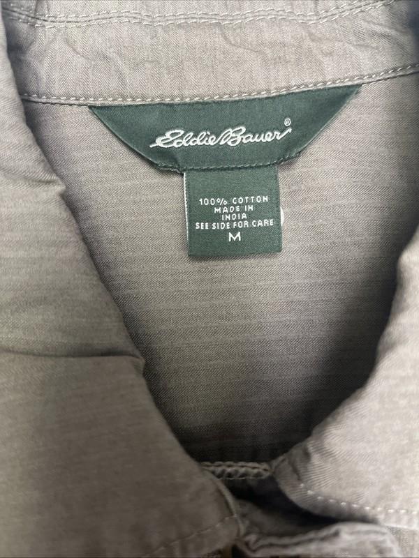 Eddie Bauer Khaki Green Jacket Women’s Medium Canvas Utility Pockets Button VGUC