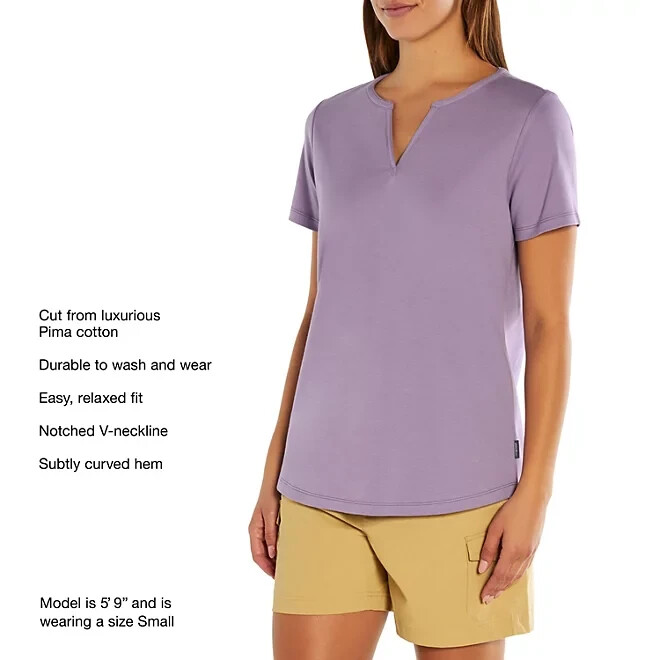 Eddie Bauer Ladies Short Sleeve V-Neck Tee Size Small Dusk
