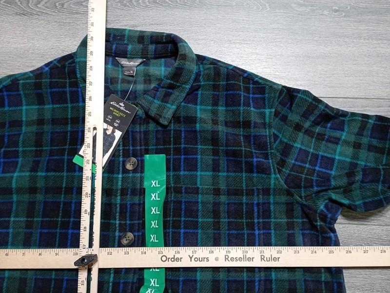 Eddie Bauer Shacket Womens XL Green/Blue Plaid Microfleece Shirt Oversized
