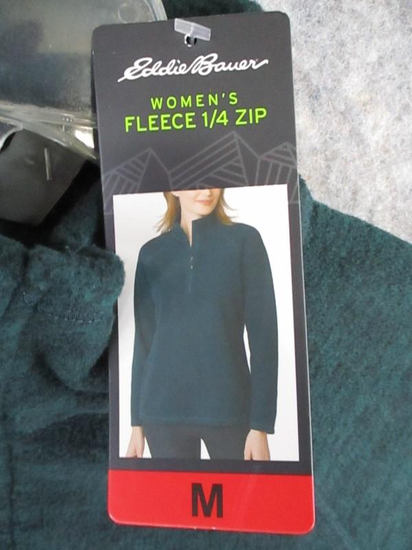 Eddie Bauer Sweater Womens MEDIUM M Green Heathered Pullover Quarter Zip Outdoor