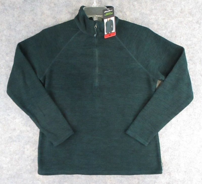 Eddie Bauer Sweater Womens MEDIUM M Green Heathered Pullover Quarter Zip Outdoor