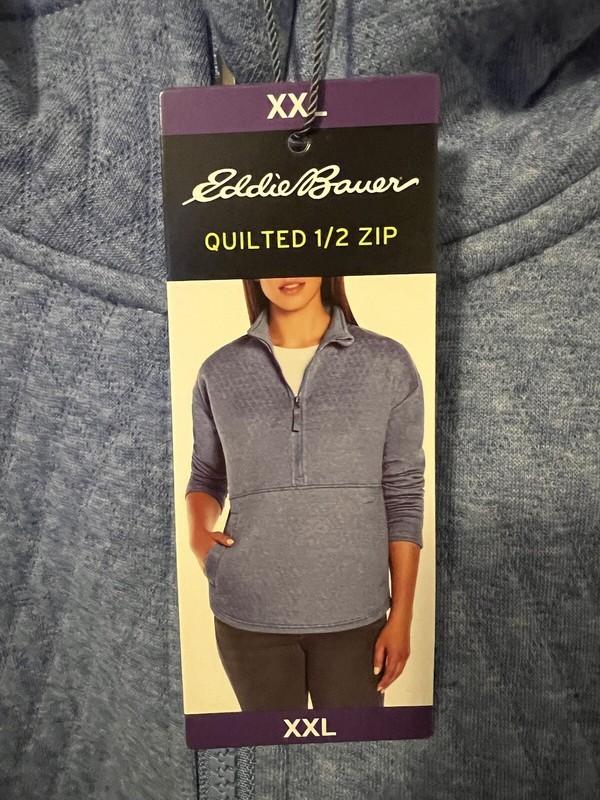 Eddie Bauer Women's Blue Long Sleeve Quilted Half Zip Pullover Size XXL