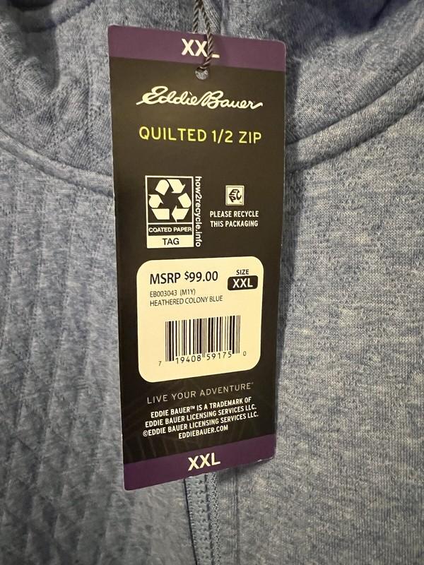 Eddie Bauer Women's Blue Long Sleeve Quilted Half Zip Pullover Size XXL