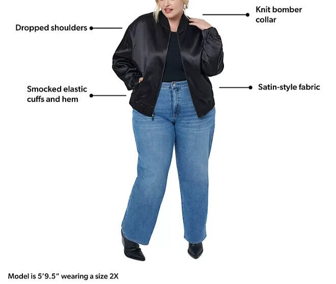 Edited By Remi Bader Women's Bomber Jacket Size 2X Black