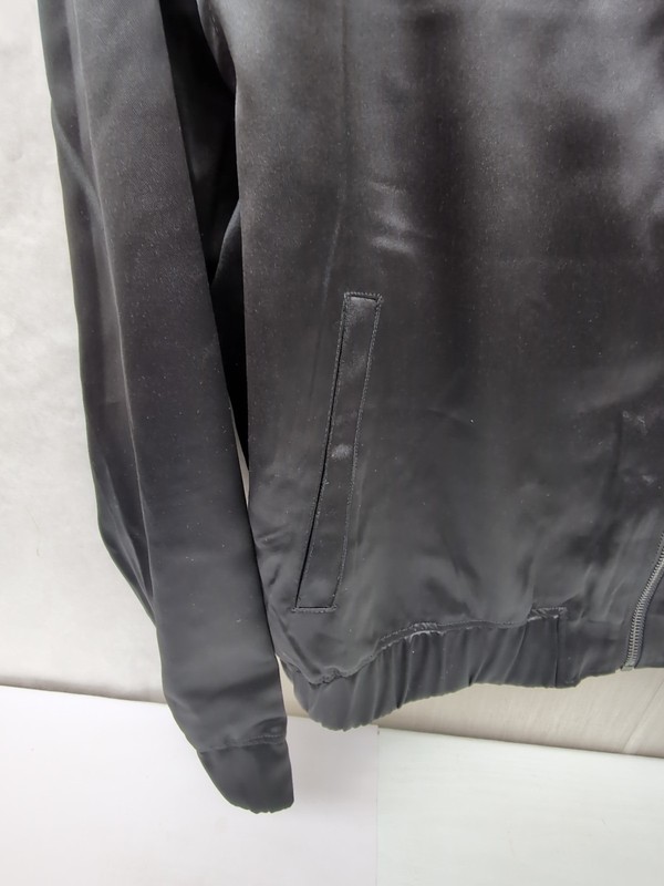 Edited By Remi Bader Women's Satin-Style Bomber Jacket Sz Lg Black