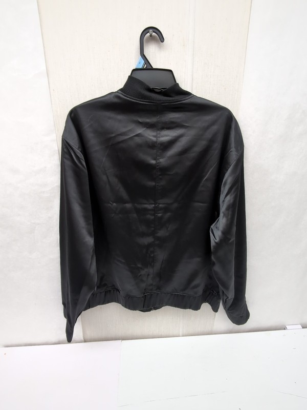 Edited By Remi Bader Women's Satin-Style Bomber Jacket Sz Lg Black