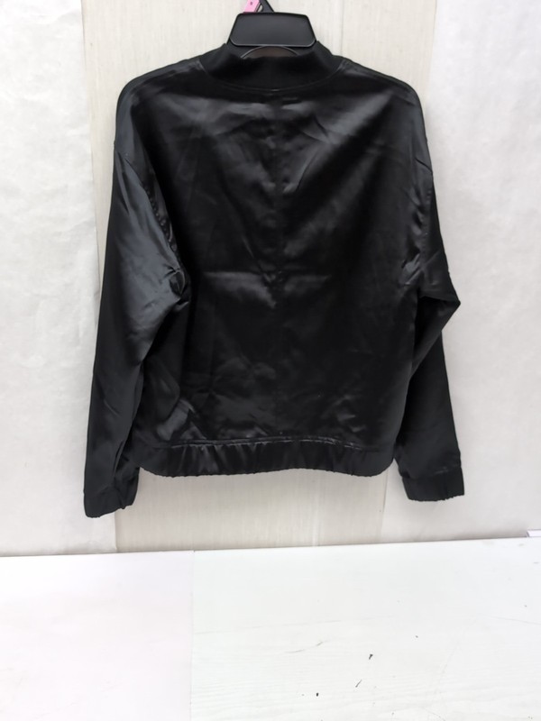 Edited By Remi Bader Women's Satin-Style Bomber Jacket Sz Sm Black