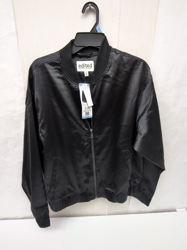 Edited by Remi Bader Women's Satin-Style Bomber Jacket Sz Lg Black