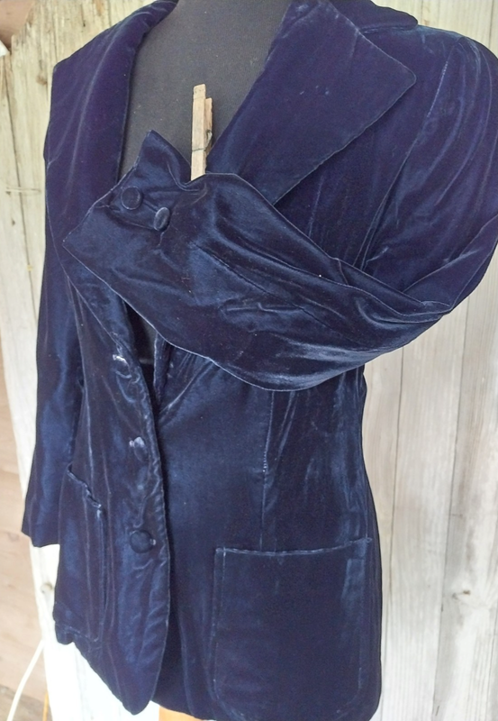 Edmond Who? ~ Blue Velvet Women's Fitted Blazer Jacket ~ M/L? ~ Vintage Retro