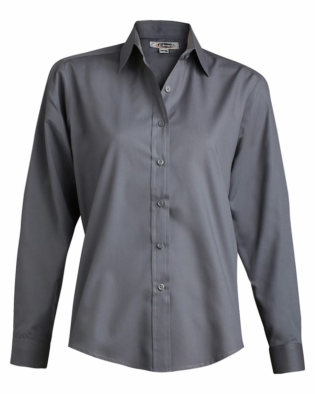 Edwards Ladies Style 5363 Dark Grey Long Sleeve Broadcloth Shirt Size XS