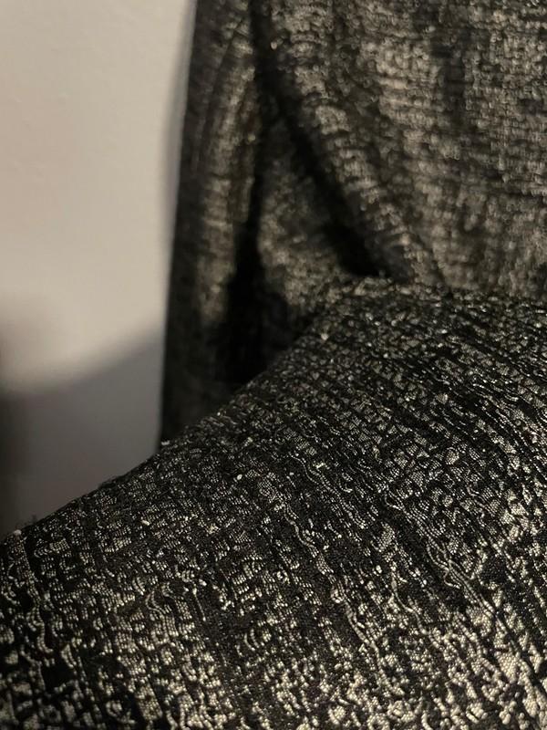 Eileen Fisher Jacket Womens Medium Black Silver Metallic Silk Lined Swing Coat