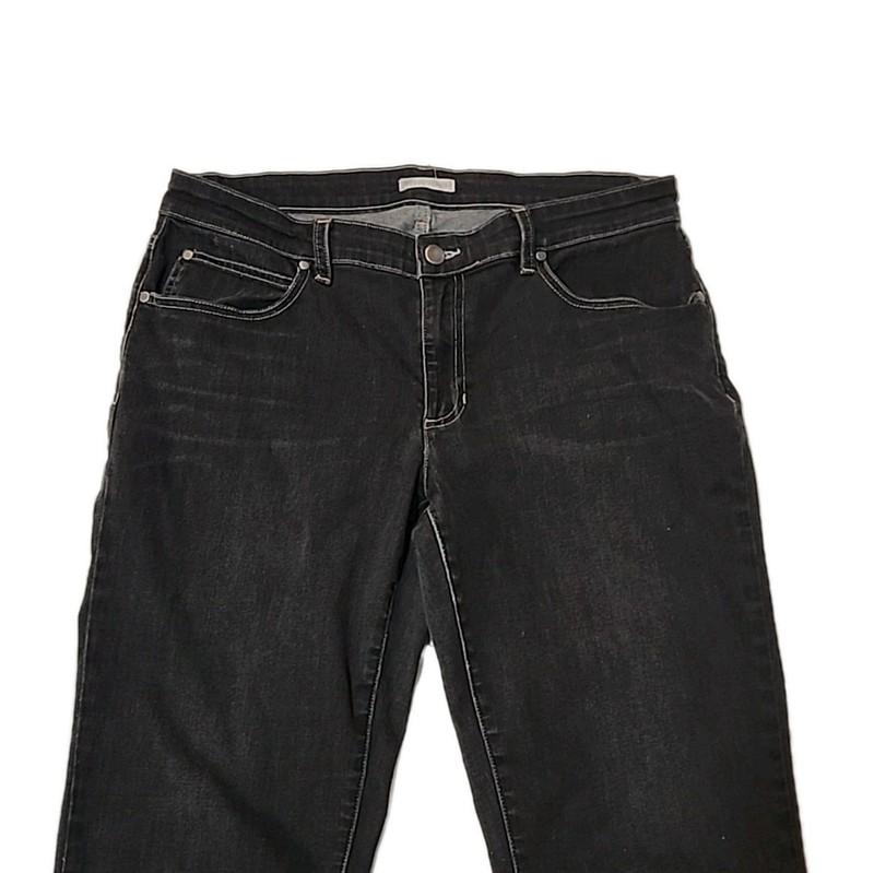 Eileen Fisher Jeans Womens Size 12 Black Denim Stretch Flat Front Straight Leg