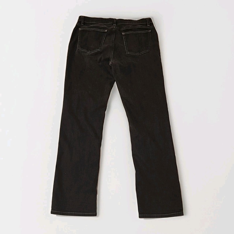 Eileen Fisher Jeans Womens Size 12 Black Denim Stretch Flat Front Straight Leg
