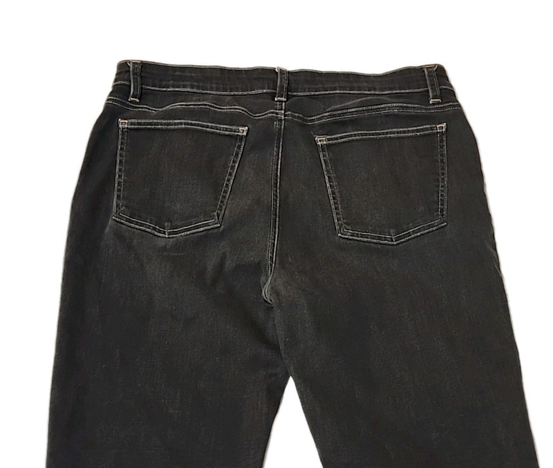 Eileen Fisher Jeans Womens Size 12 Black Denim Stretch Flat Front Straight Leg
