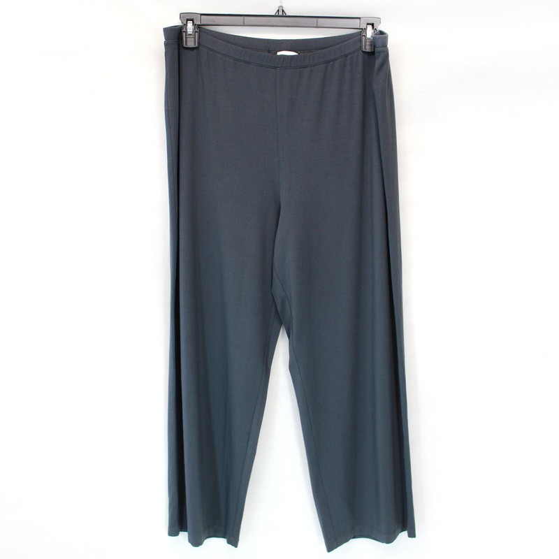 Eileen Fisher Plus Graphite Stretch Elastic Waist Jersey Knit Straight Pant 3X